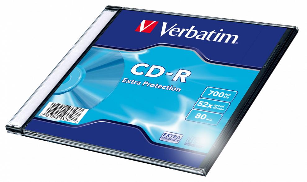 CD-R диск Verbatim 700Mb 52x Slim case (43347)