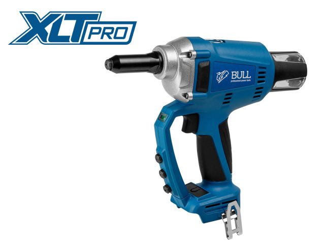 Аккум. заклепочный пистолет BULL CRG 1018 в кор. XLTpro SOLO, БЕСЩЕТ., 25 мм, 10000 Н (2.4, 3.2, 4.0, 4.8 мм, вытяжные, подсветка)