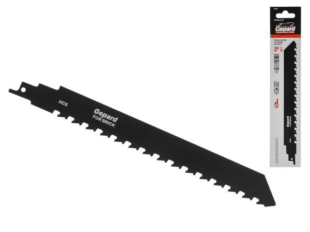 Пилка сабельная по кирпичу S 240мм (1 шт.) GEPARD (240мм, полотно для сабельной пилы по газобетону, пропил прямой)