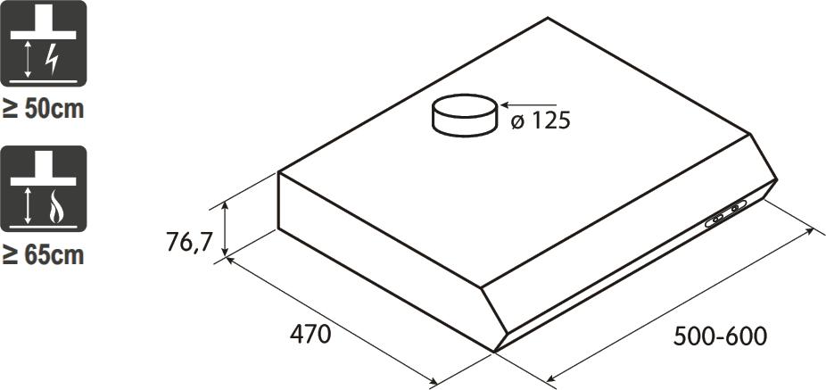 Кухонная вытяжка Jet Air Light WH/F/50 белый (PRF0094427)