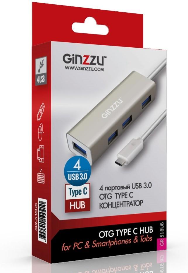 USB-хаб Ginzzu GR-518UB черный