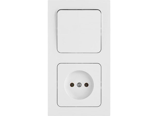 Блок выкл. 1 клав. + розетка (скрытая, б/з) белая, Astrum, BYLECTRICA