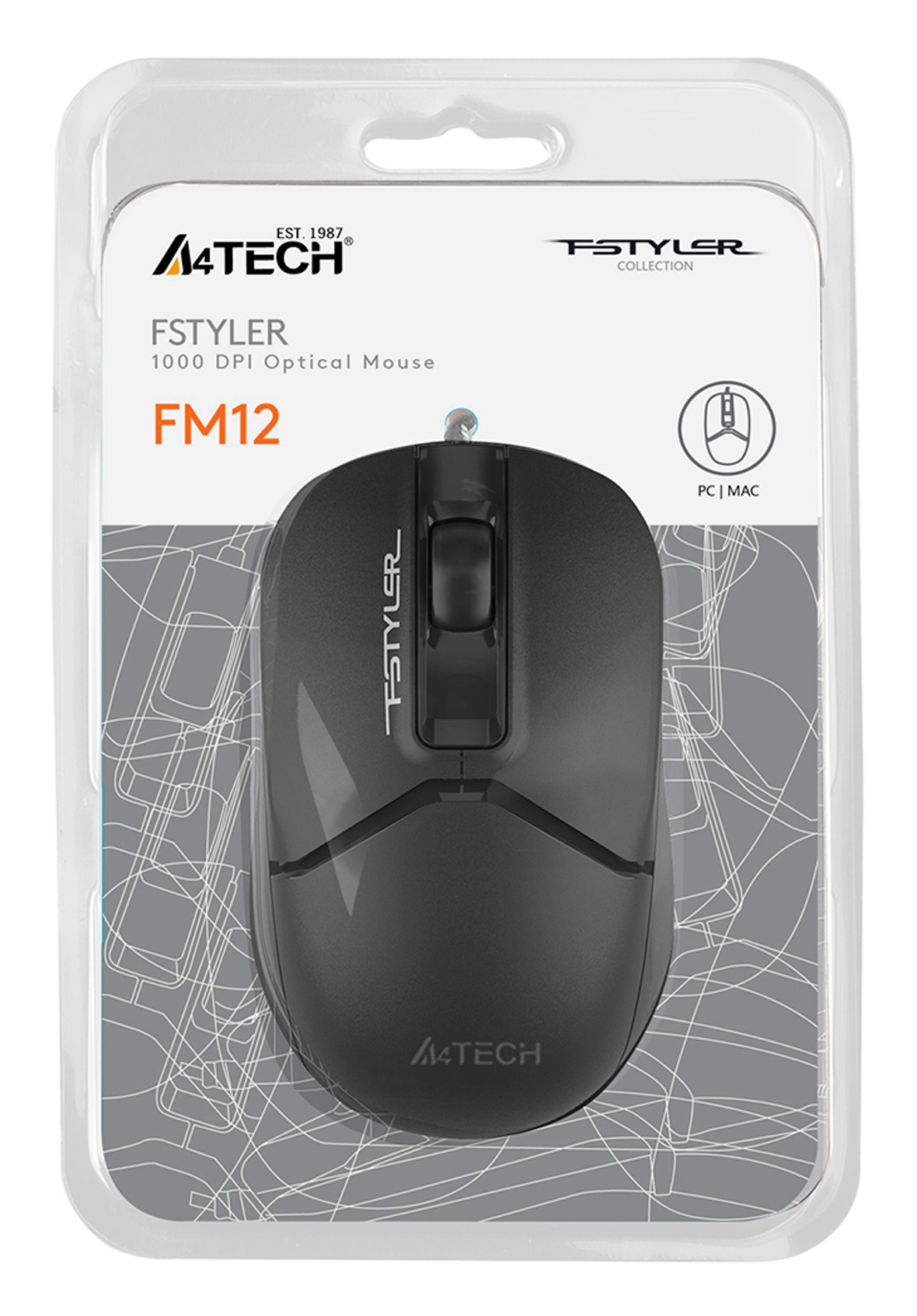 Мышь A4Tech Fstyler черный (FM12S)