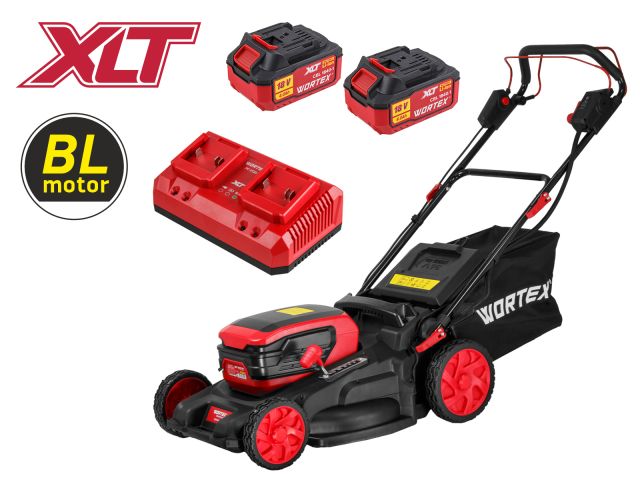 Газонокосилка аккум. WORTEX CLM 4536-4 в кор. XLT SET БЕСЩЁТ.ДВИГ., САМОХОД., 36В, 2х4Ач акб (2х4 Ач акб, 510 мм, выс. 38-97 мм, дека пластик, травосб