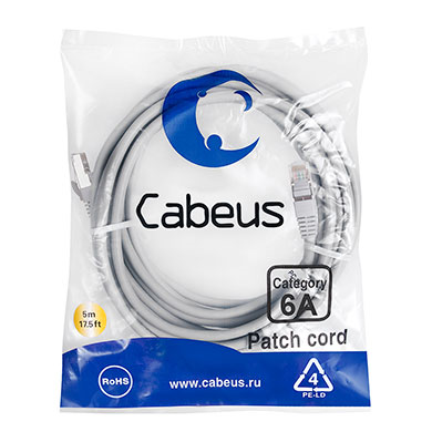 Патч-корд Cabeus PC-SSTP-RJ45-Cat.6a-5m-LSZH серый
