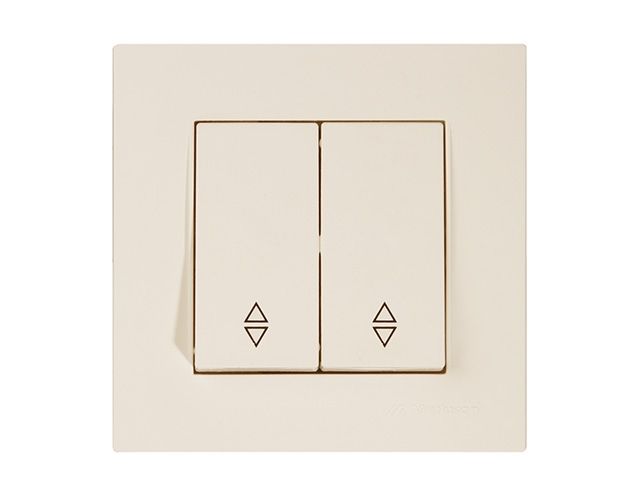 Выключатель проходной 2-клав. (скрытый, винт. зажим) кремовый, RITA, MUTLUSAN (10 A, 250 V, IP 20)