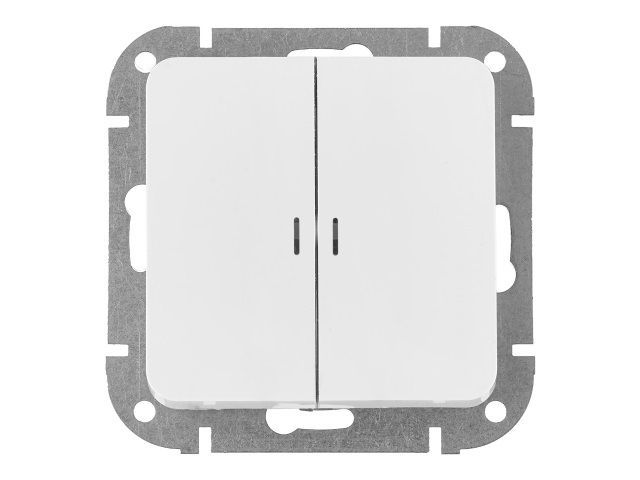 Выключатель 2 клав. (cкрытый, 10А) со световой индикацией белый, Astrum, Bylectrica