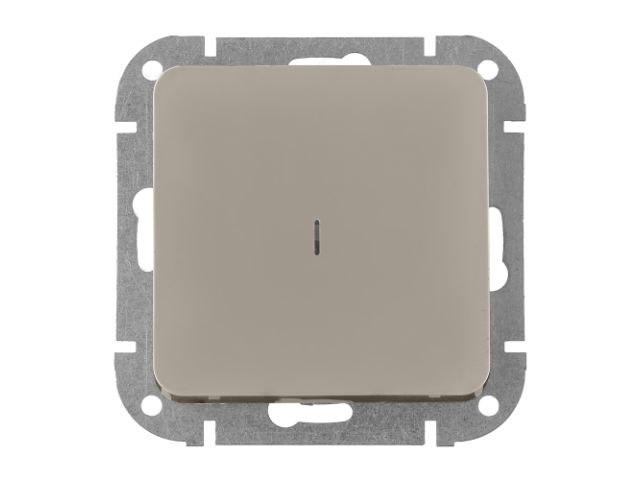 Выключатель 1 клав. (cкрытый, 10А) со световой индикацией, песочный, Astrum, BYLECTRICA