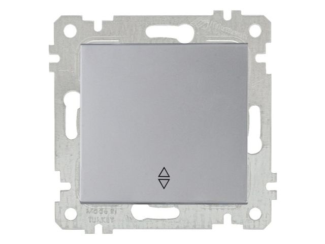Выключатель проходной 1-клав. (скрытый, без рамки, винт. зажим) серебро, RITA, MUTLUSAN (10 A, 250 V, IP 20)
