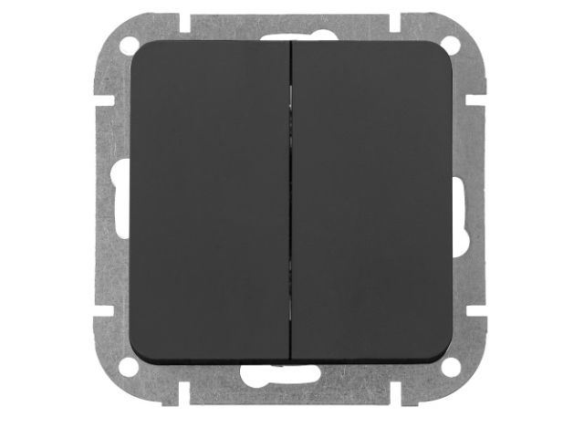 Выключатель 2 клав. перекрестный (скрытый, 10А) карбон, Astrum, BYLECTRICA (промежуточный)