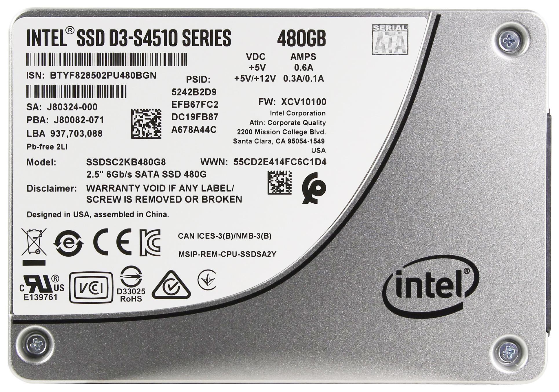 SSD диск Intel Original 480GB D3-S4510 (SSDSC2KB480G801)