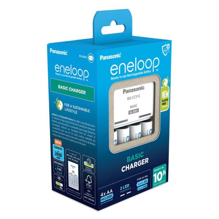 Аккумулятор с зарядным устройством Panasonic Eneloop BQ-CC51/4xBK-3MCCE Basic Charger (K-KJ51MCD40E)