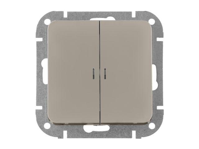 Выключатель 2 клав. (cкрытый, 10А) со световой индикацией песочный, Astrum, BYLECTRICA