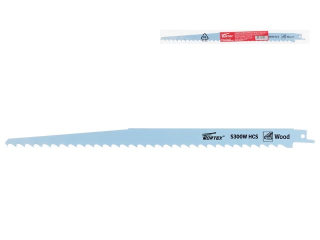 Пилка сабельная по дереву S300W (1 шт.) WORTEX высокоуглеродистая сталь HCS, 300 мм длина (пропил криволинейный, грубый, для базовых работ)