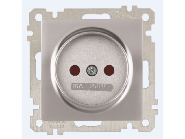 Розетка 1-ая (скрытая, без рамки, б/з, шторки) серебро, DARIA, MUTLUSAN (16 A, 250 V, IP 20)