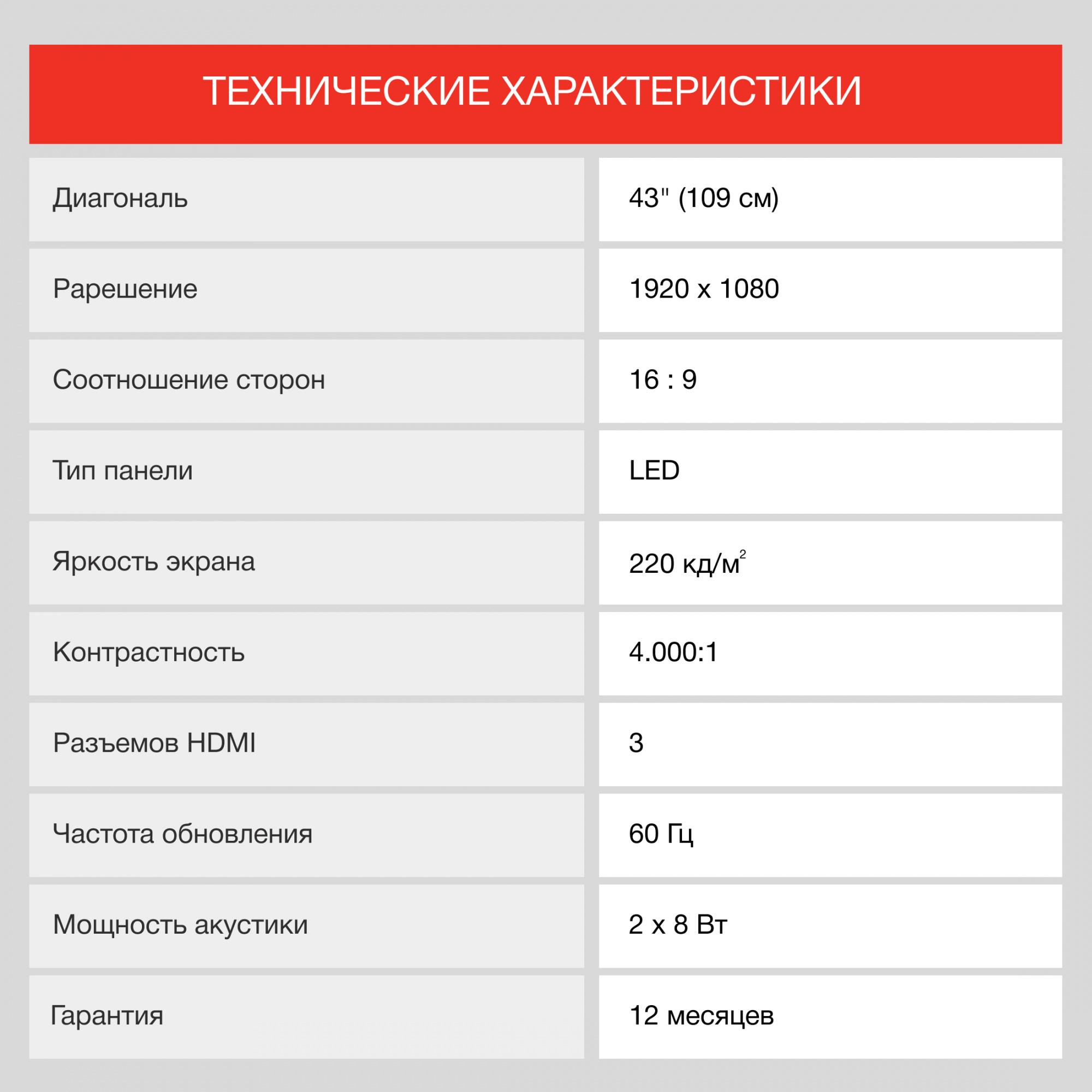 Телевизор StarWind SW-LED43SG300 черный