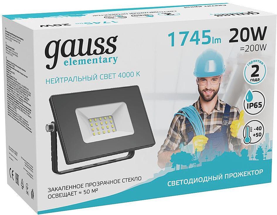 Прожектор уличный Gauss Elementary 613100220 черный
