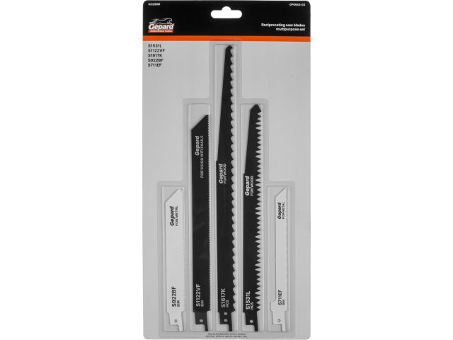 Набор пилок сабельных универсальный 5шт. GEPARD (GP0643-03) (S1531L, S1122VF, S922BF, S1617K, S711EF)