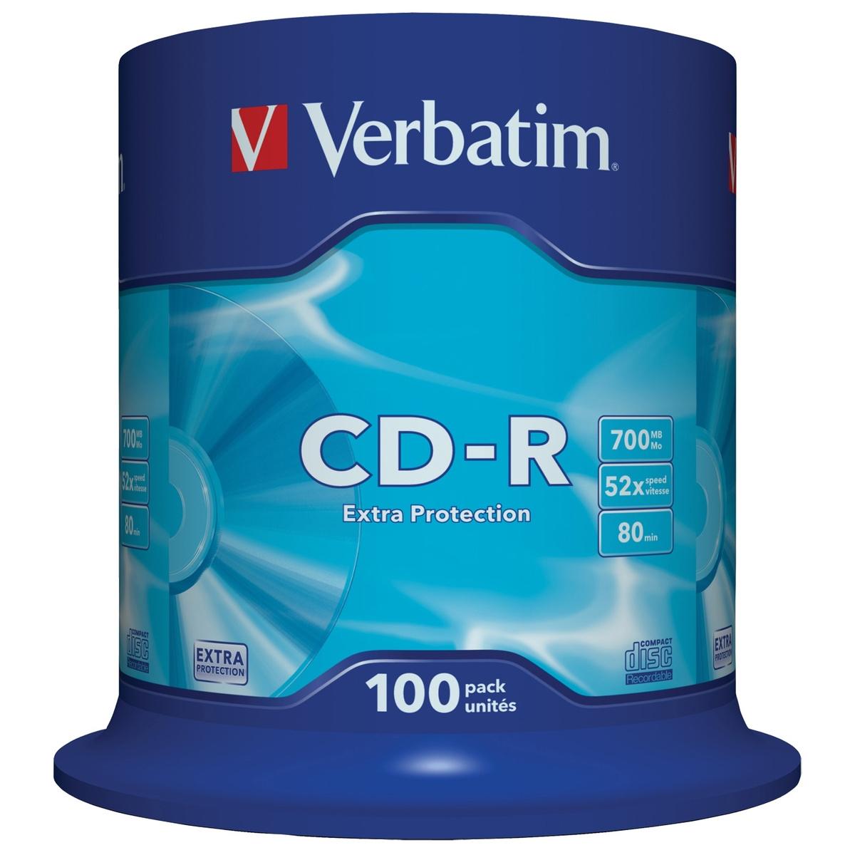 CD-R диск Verbatim 700MB 52x DataLife Cake Box (43411)