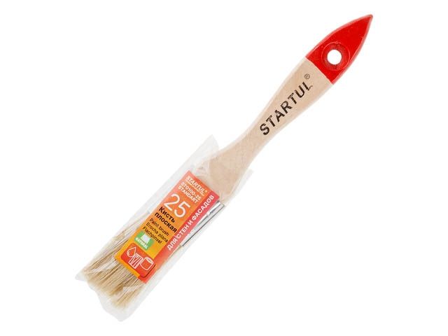 Кисть плоская 1"-25мм STARTUL STANDART+ (покраска стен и фасадов, флейцевая малярная, все типы ЛКМ, удлиненная щетина, утолщенная рукоять)