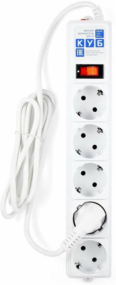Сетевой фильтр Power Cube SPG-B-6-White 1.9 м