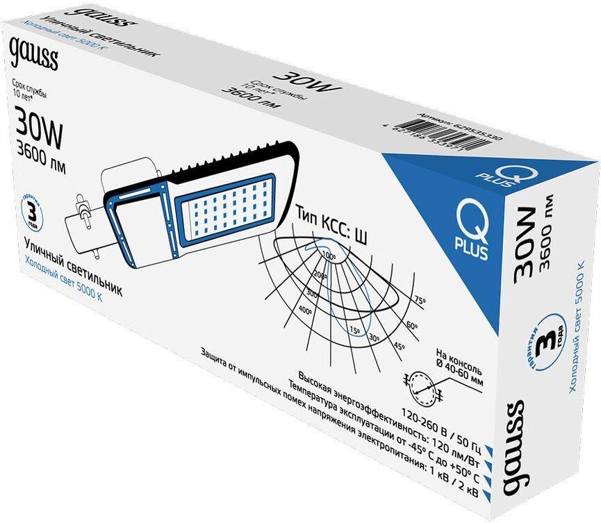 Уличный светильник Gauss Qplus черный (629535330)