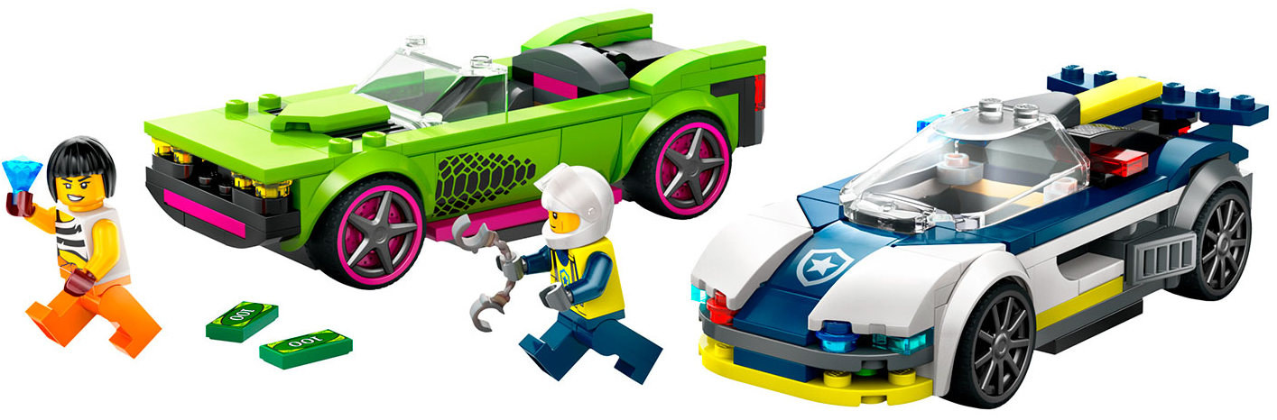 Конструктор Lego City Погоня на полицейской машине и маслкаре (60415)