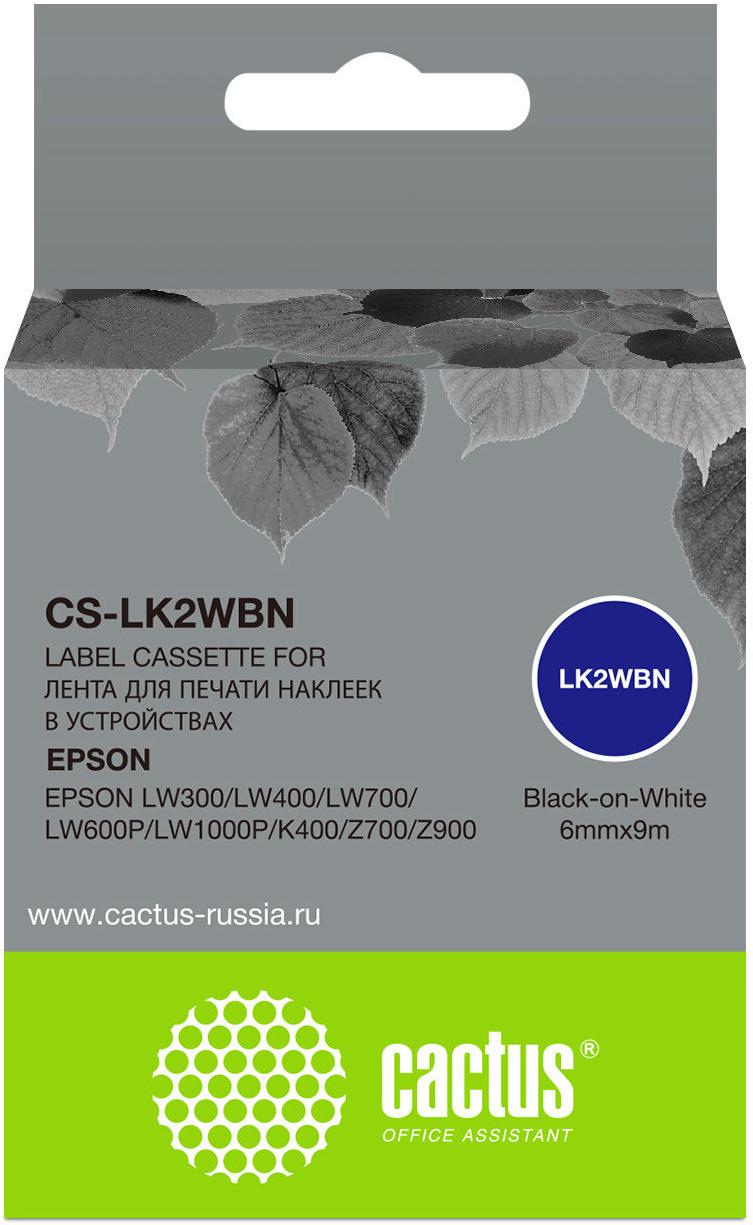 Картридж ленточный Cactus CS-LK2WBN черный на белом
