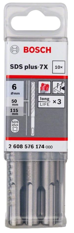 Бур Bosch SDS Plus-7X 6x50x115мм (-10-) 2.608.576.174