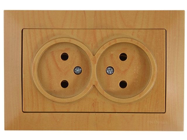 Розетка 2-ая (скрытая, б/з) дуб, DARIA, MUTLUSAN (10 A, 250 V, IP 20)