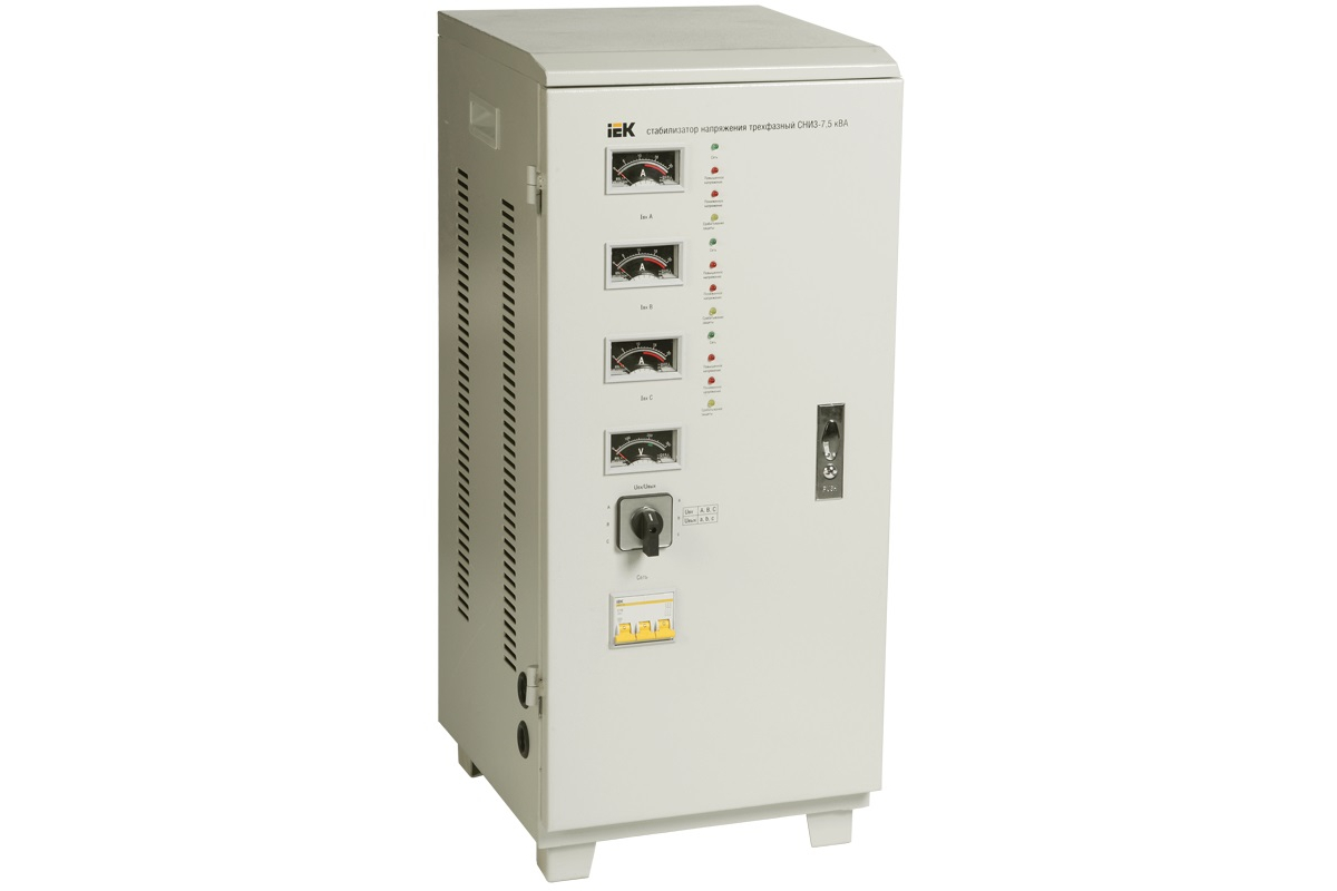 Стабилизатор напряжения IEK СНИ3 7.5кВА серый (IVS10-3-07500)