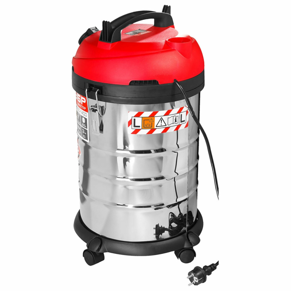 Пылесос Зубр ПУ-30-1400 М3 серебристый/красный