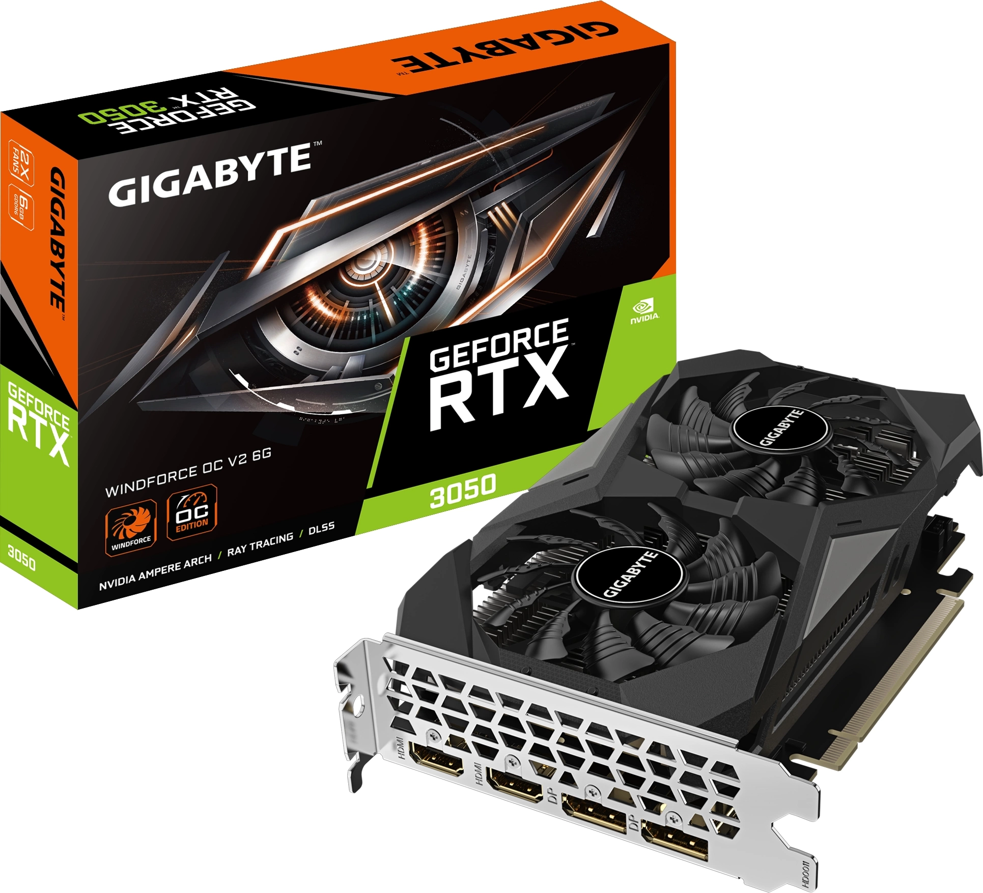 Видеокарта Gigabyte RTX 3050 6Gb GDDR6 (GV-N3050WF2OCV2-6GD)