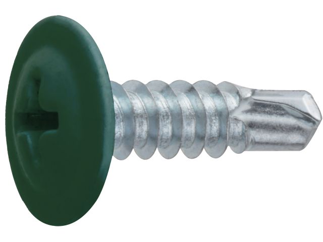 Саморез 4.2х16 мм с прессшайбой, цинк, со сверлом, RAL 6002 (150 шт в пласт. конт.) STARFIX (цвет лиственно-зеленый)