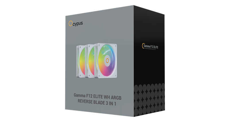 Комплект вентиляторов для корпуса Ocypus Gamma F12 Elite WH ARGB Reverse Blade 3 IN 1 White (Gamma-F12-WH3AM01E-GL)
