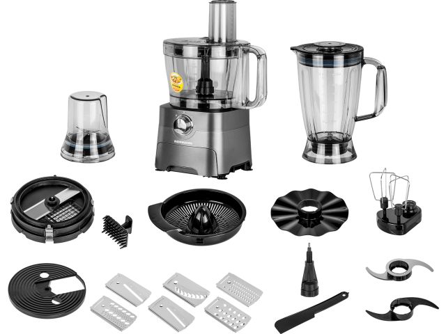 Кухонный комбайн NORMANN AFP-971 (1300 Вт, 2 скор.+ импульс. реж., 14 функций, блендер 1.8 л, чаша чоп. 3.5 л, место для хран. аксесс.)