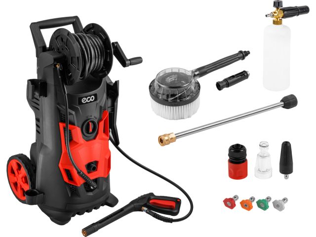 Очиститель высокого давления ECO HPW-2027RSW (2.70 кВт, 200 бар, 560 л/ч, самовсасывание, ВОДЯНОЕ ОХЛАЖДЕНИЕ, барабан для шланга)
