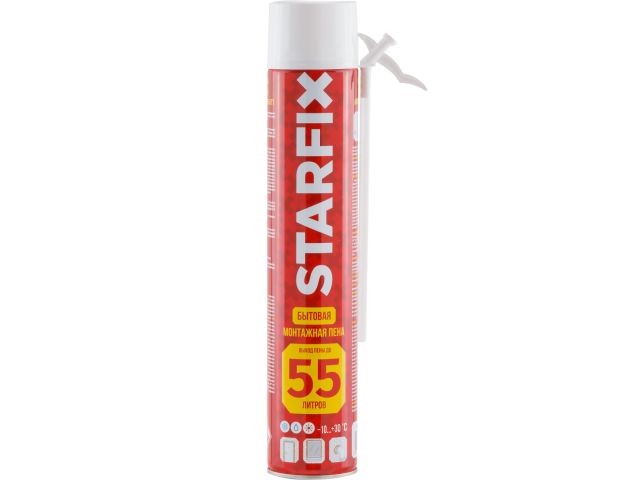 Пена монтажная бытовая всесезонная STARFIX Foam 55 (750мл) (Выход пены до 55 литров)