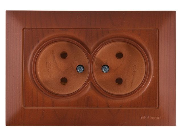 Розетка 2-ая (скрытая, б/з, керамика) вишня, DARIA, MUTLUSAN (10 A, 250 V, IP 20)