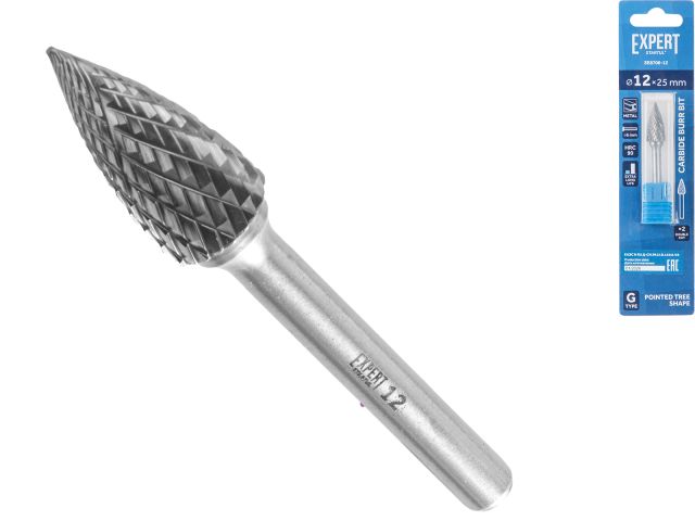 Борфреза твердосплавная тип G 12x25мм EXPERT STARTUL (параболическая заостренная, по металлу)