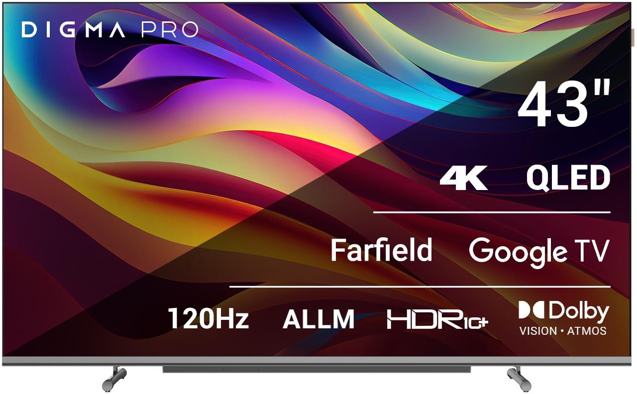 Телевизор Digma Pro QLED 43L черный/серебристый