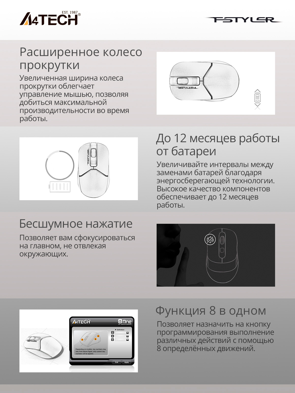 Мышь A4Tech Fstyler FG12S черный
