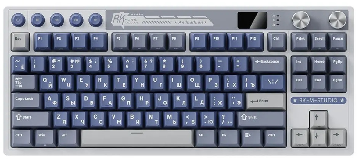 Клавиатура Royal Kludge RK M87 Cream switch/Ocean Blue