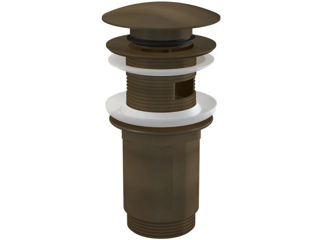 Водослив для умывальника click/clack 5/4",цельнометалл. с большой заглушкой, бронза антик, Alcaplast