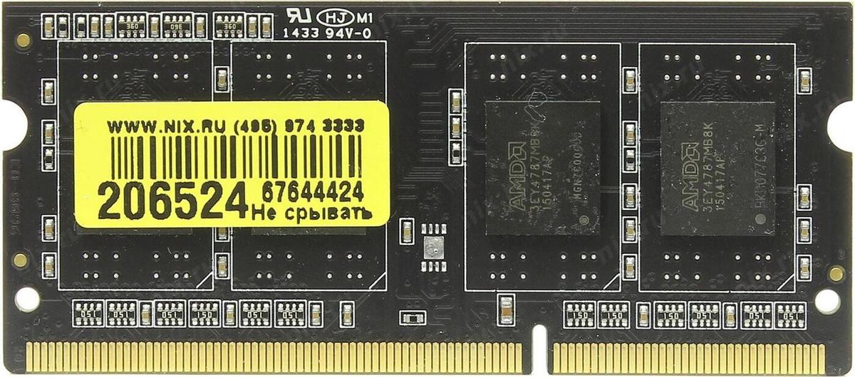 Оперативная память AMD DDR3-1600 4GB PC-12800 SODIMM (R534G1601S1SL-UO)