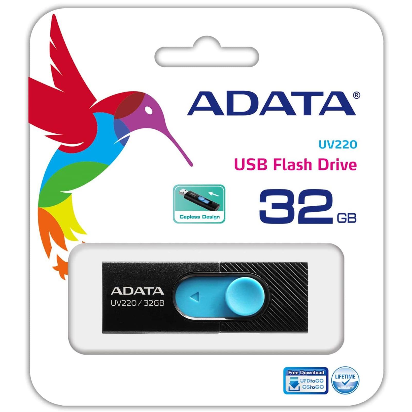 USB Flash-накопитель A-Data UV220 32Gb черный/синий (AUV220-32G-RBKBL)