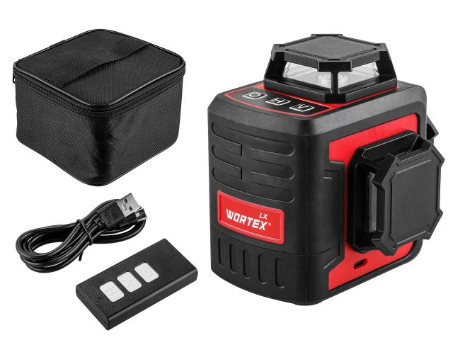 Нивелир лазерный линейный WORTEX LX LL 0330-2 (3х360°, до 25 м, +/- 0.3 мм/м, зеленый) (резьба 1/4")