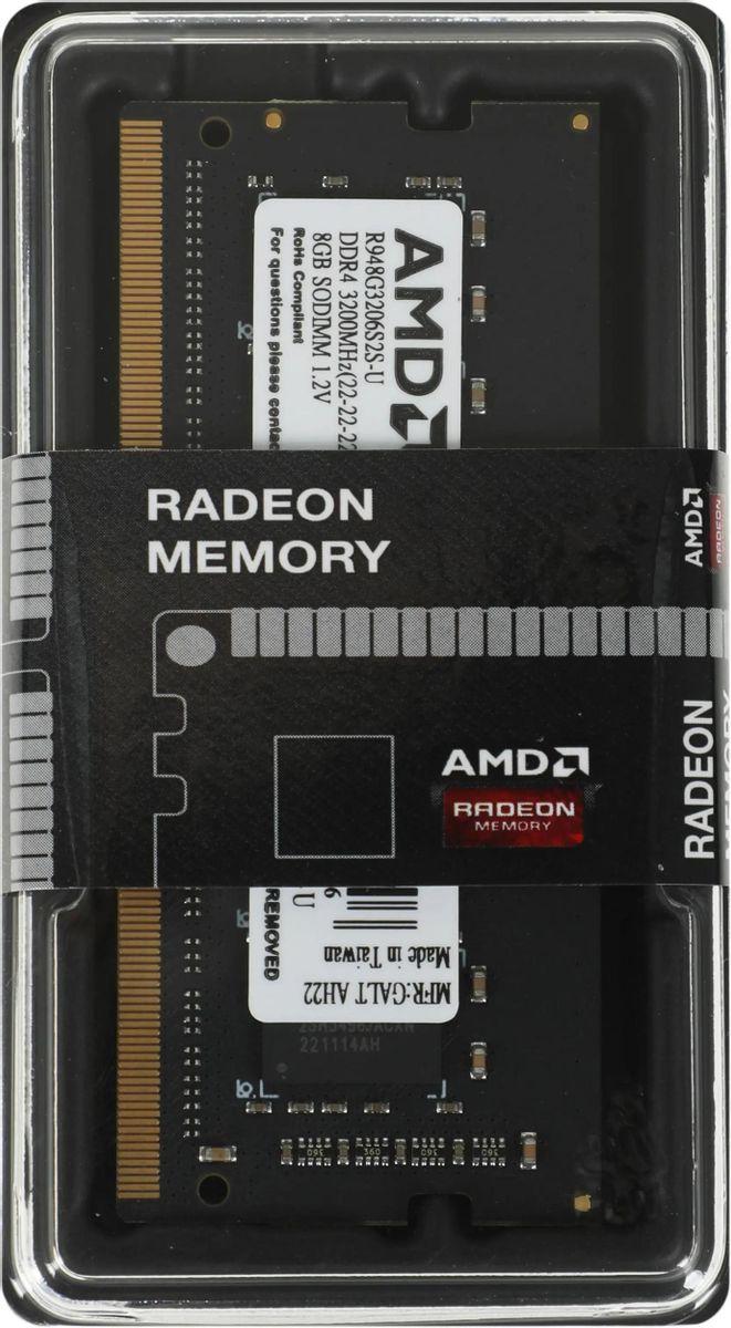 Оперативная память AMD Radeon R9 Gamer Series 8GB DDR4 SODIMM PC4-25600 (R948G3206S2SU)