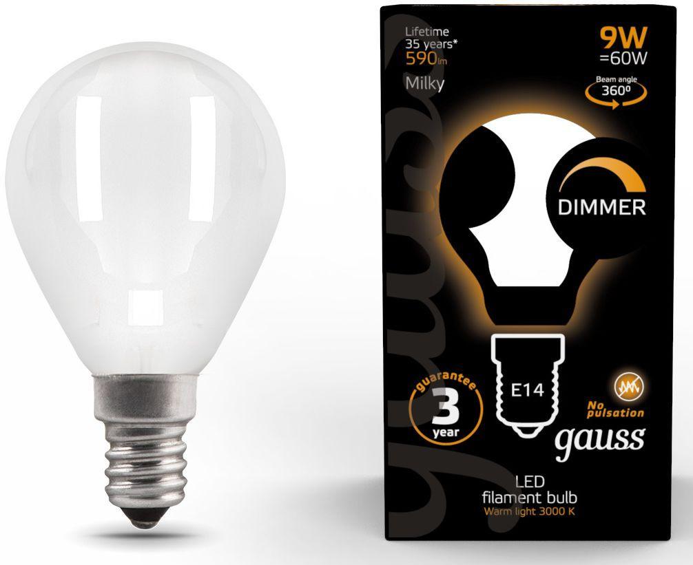 Светодиодная лампа Gauss Filament 9Вт E14 220B 3000K 10шт (105201109-D)