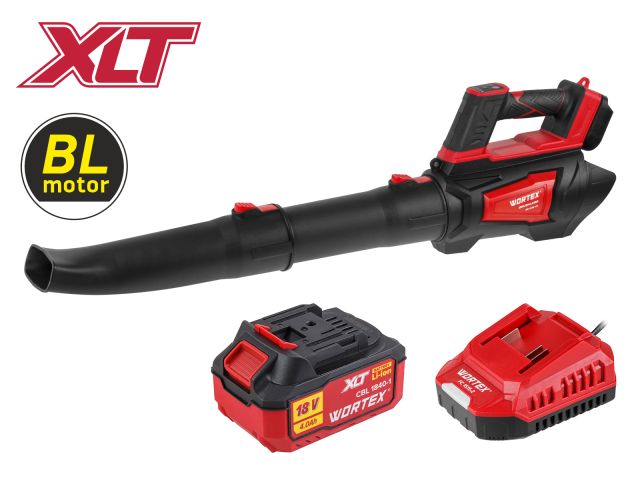 Аккум. воздуходувка WORTEX BB 1218-1 D XLT SET БЕСЩЁТ., 18В, 440-720 м.куб/ч, 92-152 км/ч (АКБ 4 А*Ч + ЗУ, 18 В, БЕСЩ. ДВИГ., 5 скор. + Турбо, 440-720